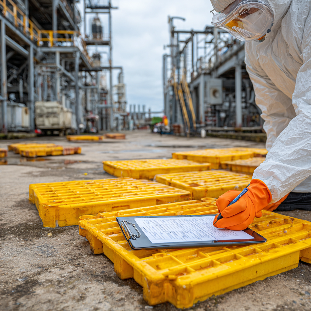 Bacs de rétention étanches déployés et bordereau BSD sur site Seveso